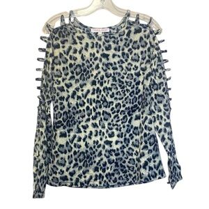 Stylish Leopard Print Long Sleeve Top with Cutout Design